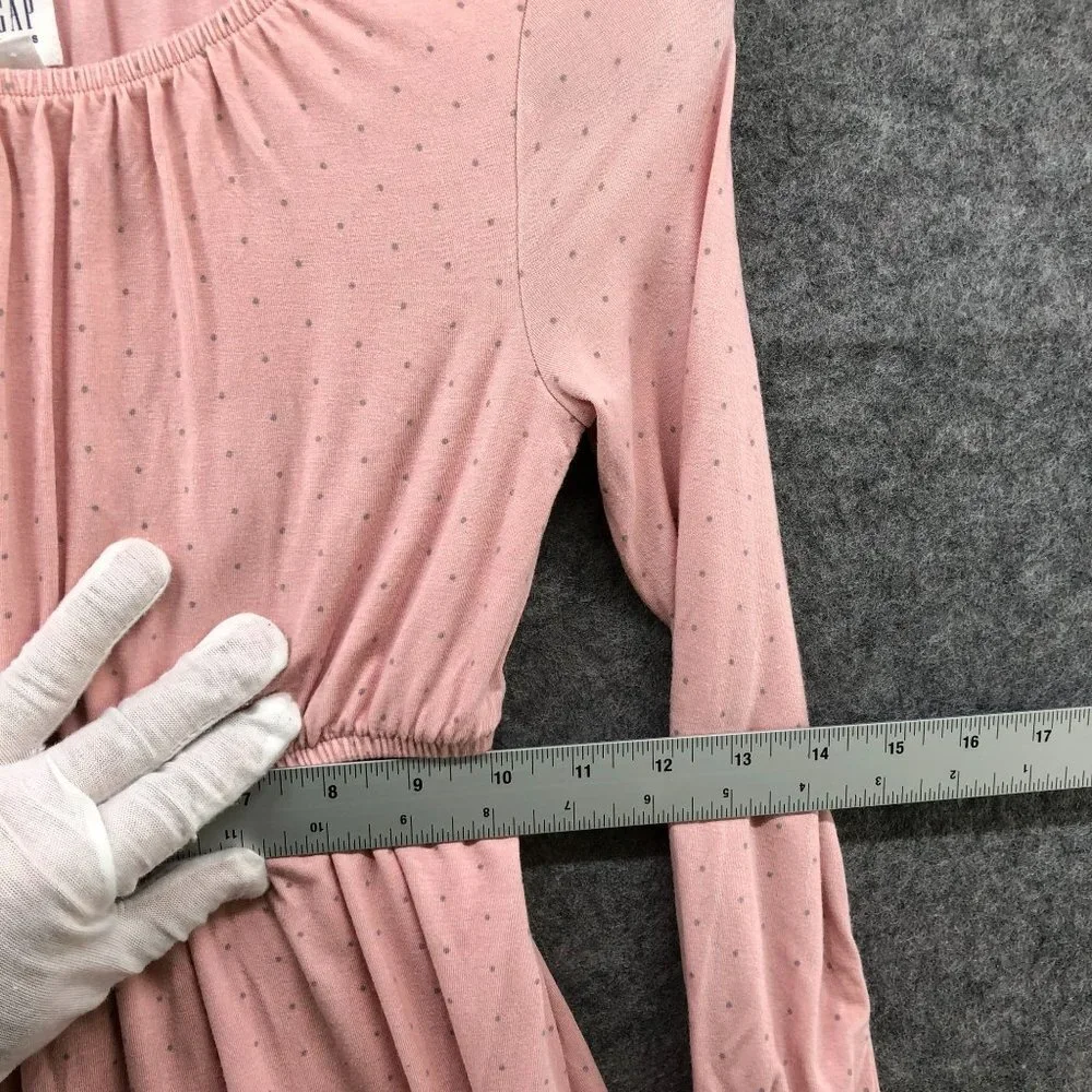 GAP Girls S 6-7 Long Sleeve Dress Pink Polka Dot A-Line‎ Knit